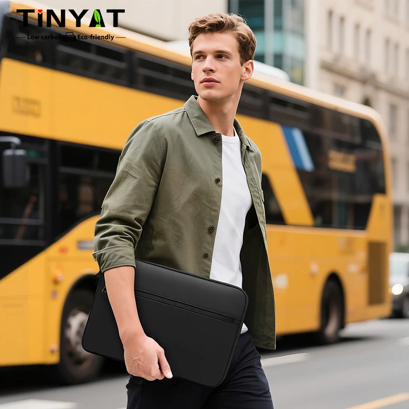 

TINYAT Multi Color Men's Clutch Bag Business Laptop Bag with Small Pouch Lightweight PU Travel Bag for Daily Commuting and Work