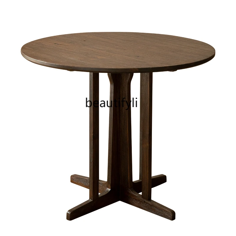 Teak Solid Wood Round Table Japanese Style Dining Table Coffee Table Furniture