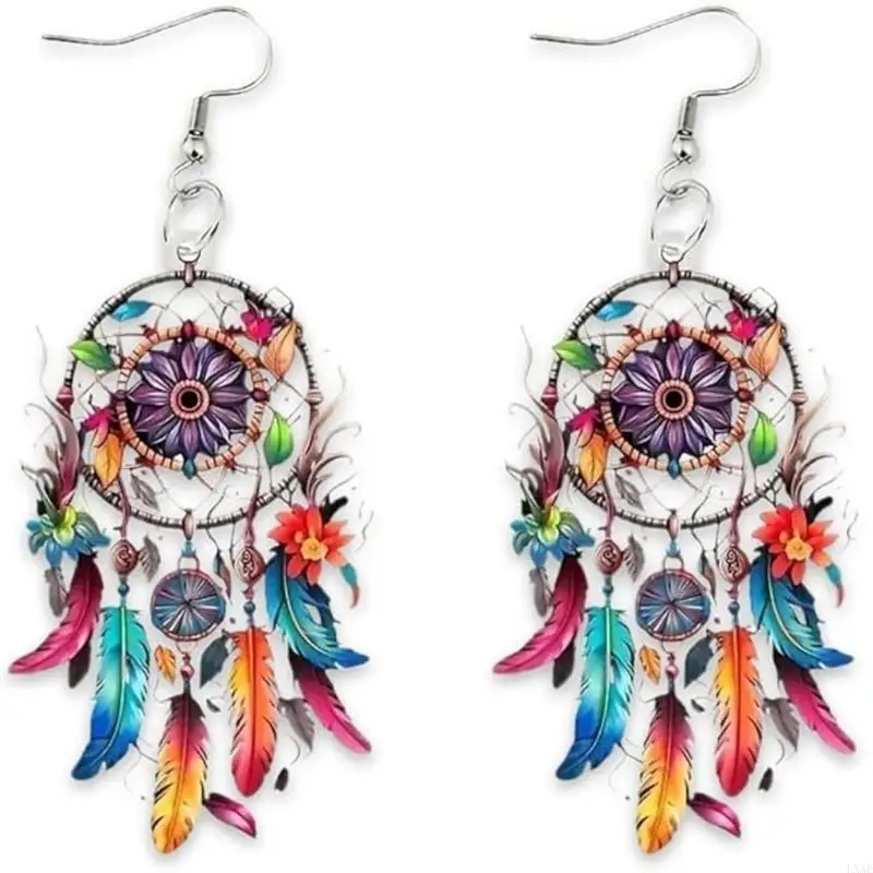  Fashion Bohemian Drop Earrings Dreamcatchers Pendant Earring Multifuntional Ear Jewelry Suitable for Various Occasion