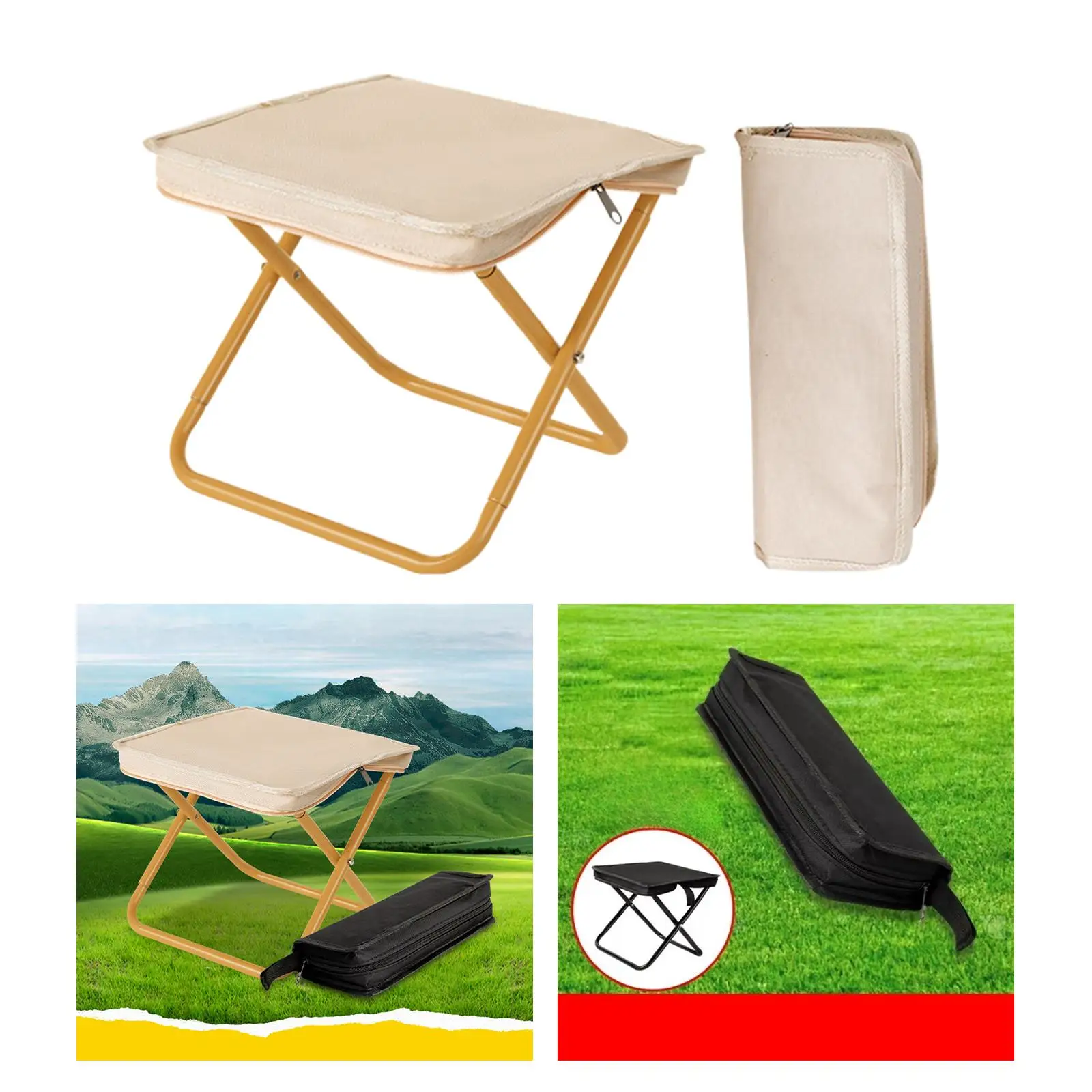Camping Stool Portable Folding Stool Lightweight Carbon Steel Bracket Folding Small Chair Camp Stool for BBQ Patio Gardening