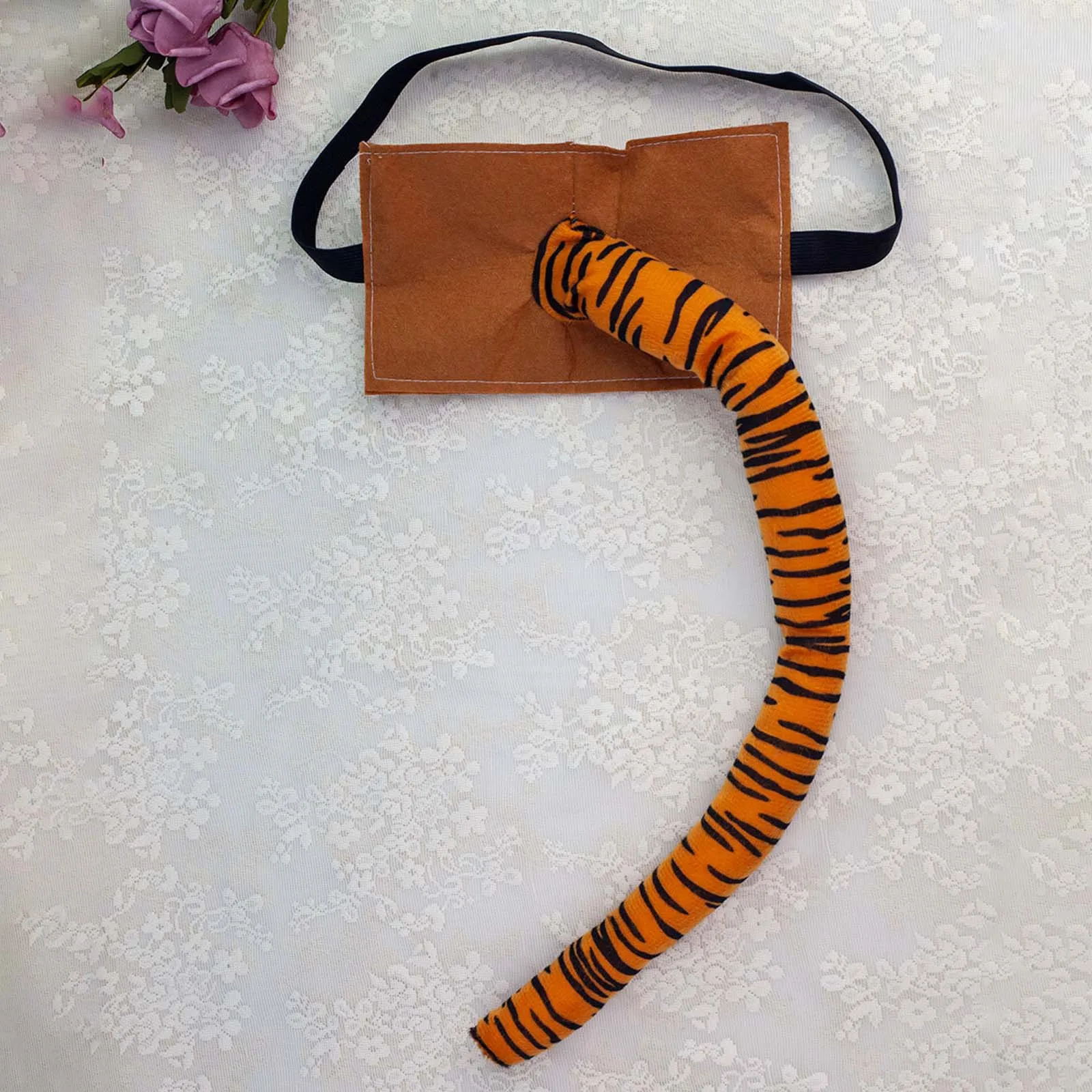 Tiger Costume Set Ear Headband Cosplay Hair Band Bowtie Tail Hairhoop for Animal Themed Parties Performance Boys Girls Kids