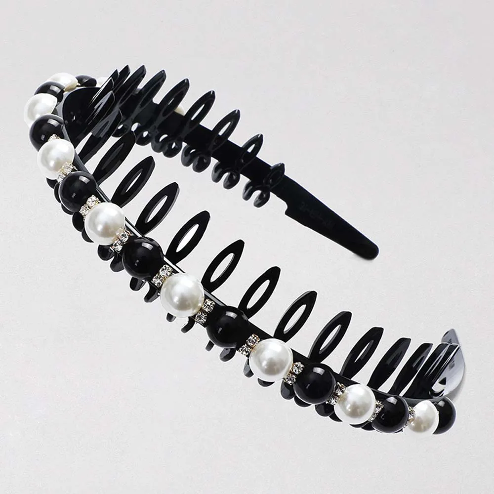 Simple Girls Rhinestone Women Korean Toothed Pearl Headband Hair Band Wash Face Hair Hoop Hair Accessories