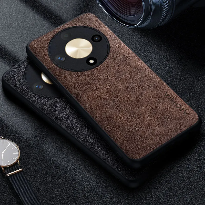 Premium Luxury leather Phone Case for Honor Magic6 Lite Pro X9b Funda Business Style Solid color Phone cover capa case