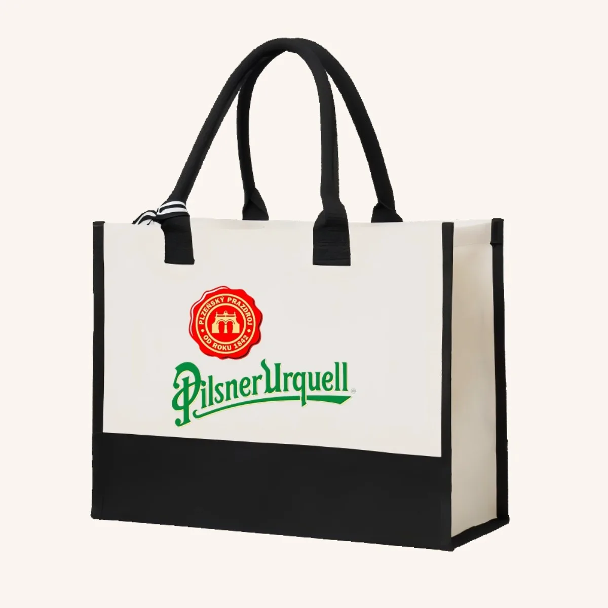 Pilsner Urquell شعار 2026 وصول جديد موضة عملية واسعة قابلة لإعادة الاستخدام حمل حقيبة نمط طباعة 2 لهجة الثقيلة كتف كبير #4