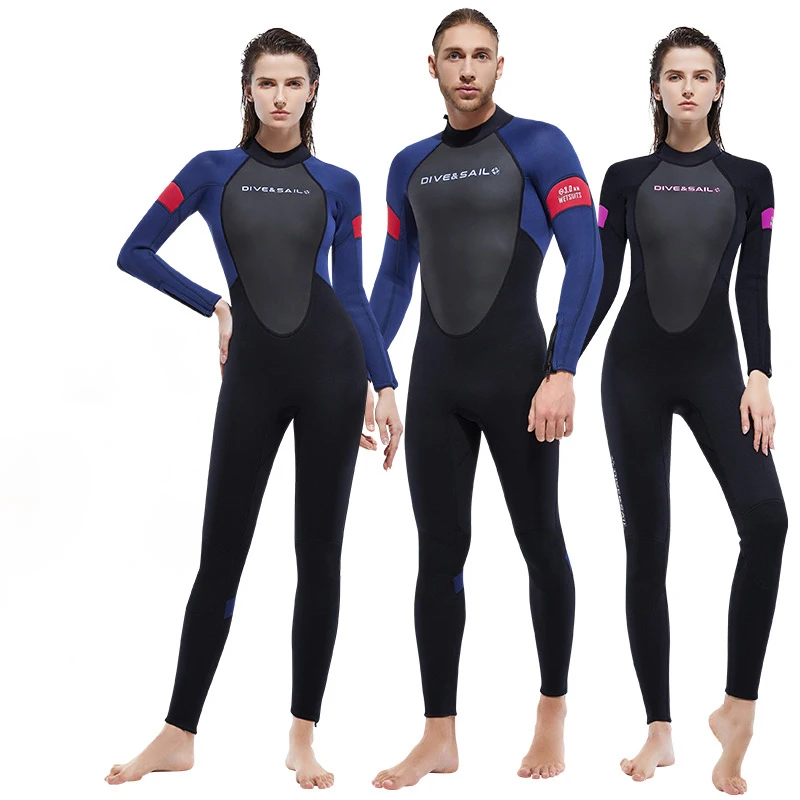 

Men's 3MM one-piece long sleeved thick and warm diving suit, women's surfing and winter swimming diving pants