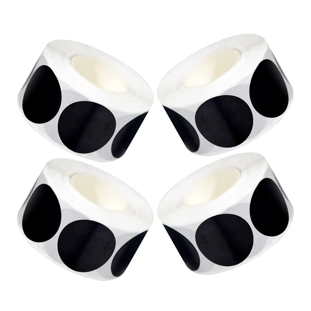 Black Round Sticker Labels, 4 Rolls Waterproof Permanent Adhesive Dot Tags for Office, School & Storage