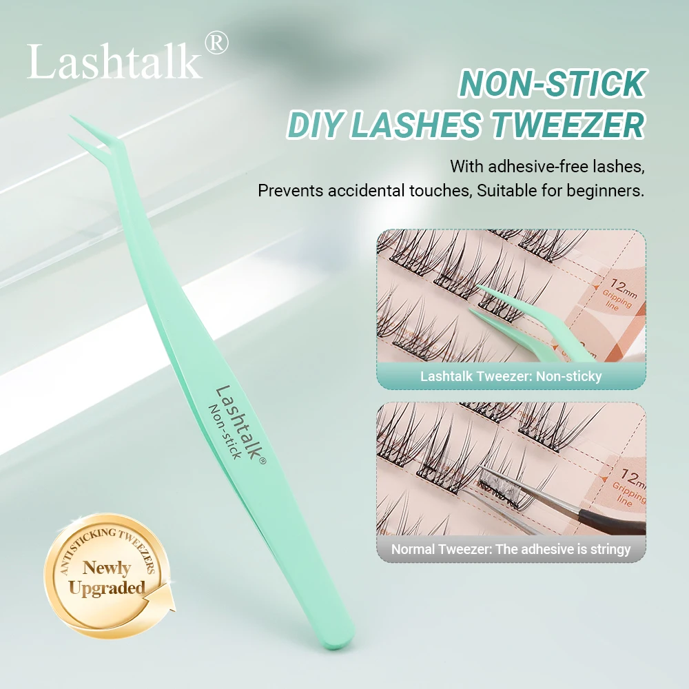 Lashtalk 1 Stück DIY Wimpernpinzette, antihaftbeschichtet, nicht klebrig, antihaftbeschichtet, falsche Wimpern mit selbstklebenden Wimpern, kein Kleber, Make-up-Werkzeug