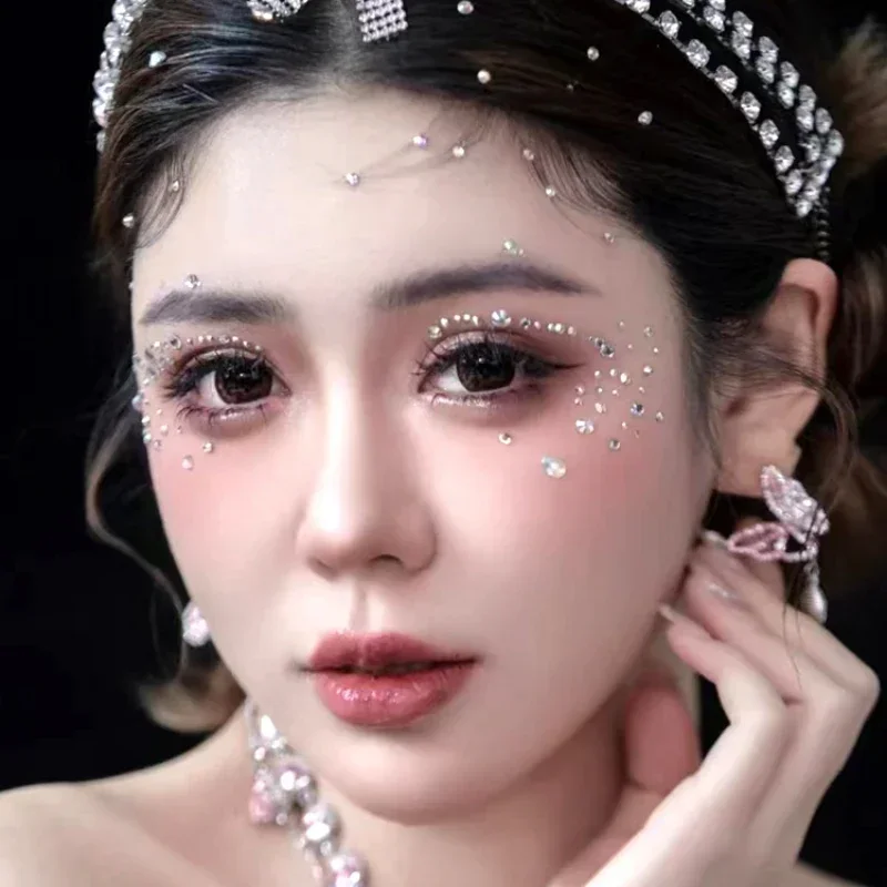 DIY Face Self-adhesive Temporary Tattoo Stickers Makeup Decorations Rhinestone Pearl Flower Forehead Eye Eyebrow Arm Sticker