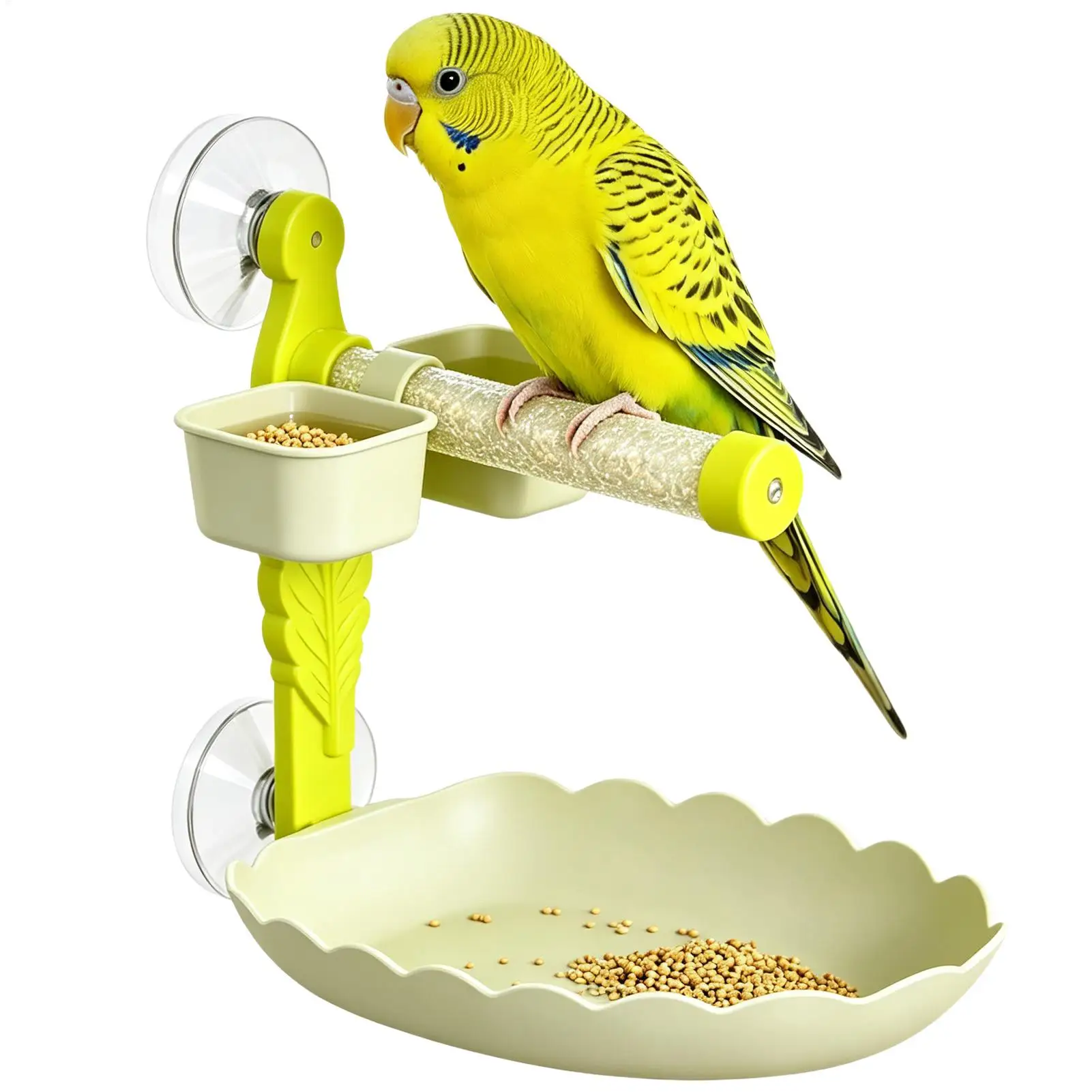Bird Stand Suction Cup Bird Perch Stand Portable Parrot Training Stand With Feeder Water Bowl For Budgie Canary Parrots Bird