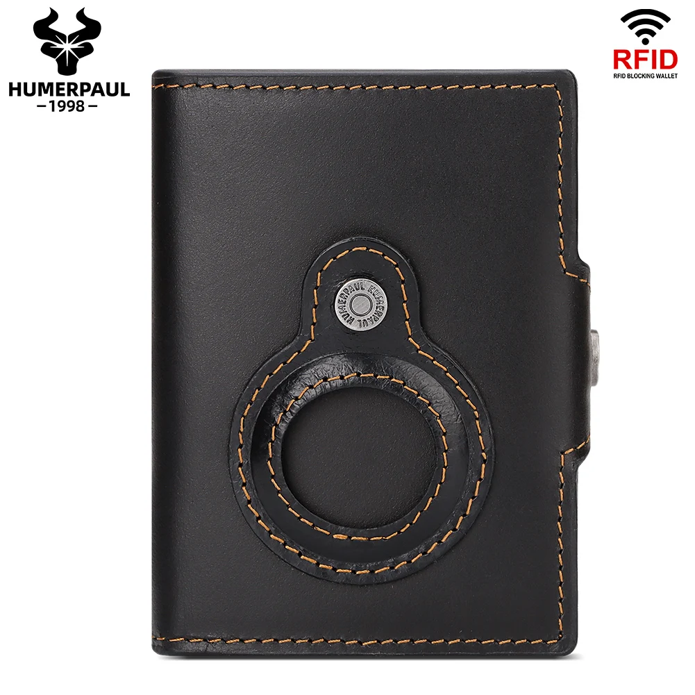 Men's credit card bag made of cowhide solid color three-fold wallet coin purse coin bag multi-card slot large capacity