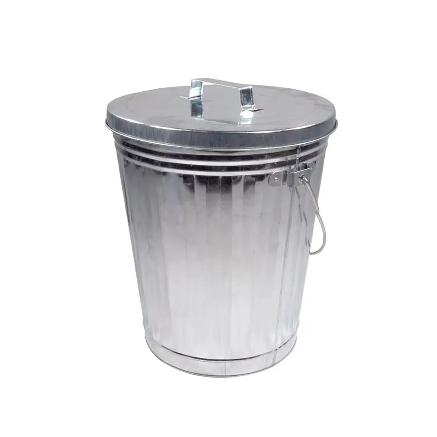 

Galvanized Trash Can w Lid Ideal for Trailers 6 Gallon Steel Mounted Small Outdoor Garbage Can for Home, Office, Bathroom, Kitch