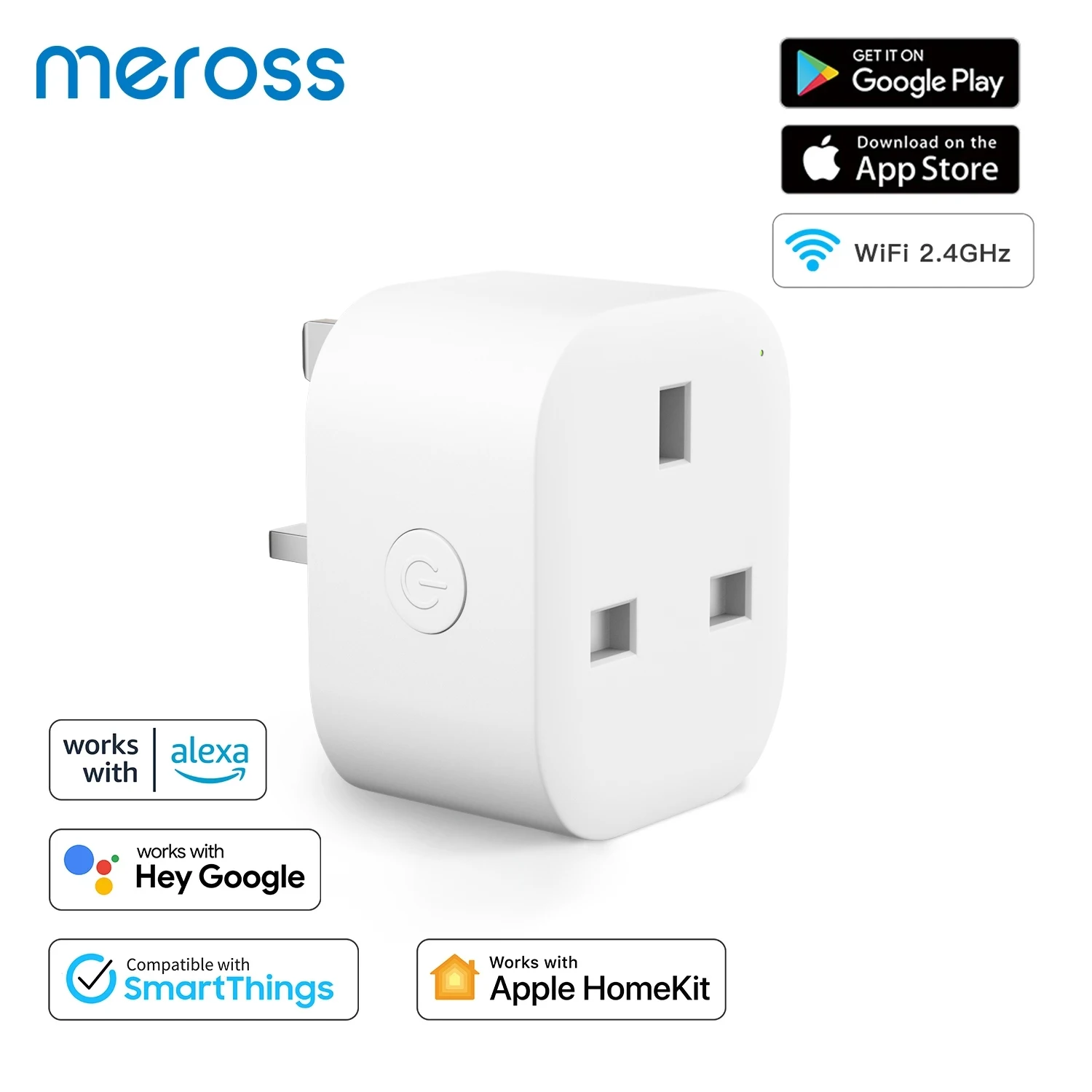 Meross HomeKit WiFi Smart Plug UK Steckdose Timer Zeitplan Drahtlose Stimme Steuerung Unterstützung Alexa Google Assistent SmartThings