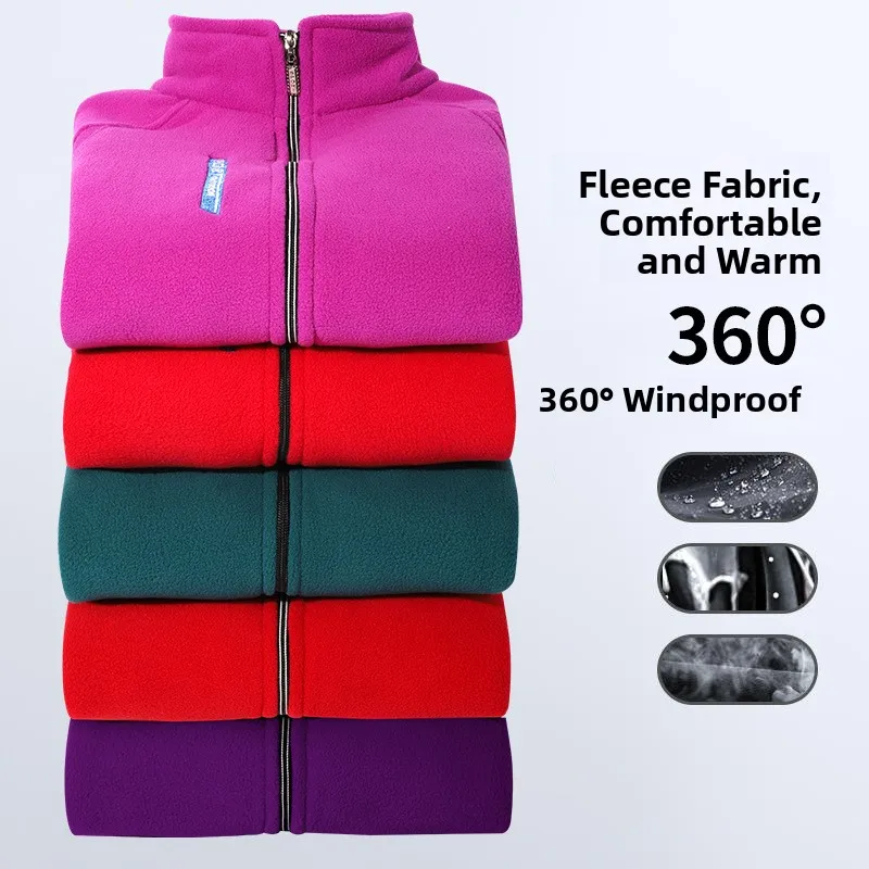 Módní ležérní dámská fleecová bunda s tepelnou izolací, bavlněná svrchní oděv pro dámy středního a staršího věku - náhled 2