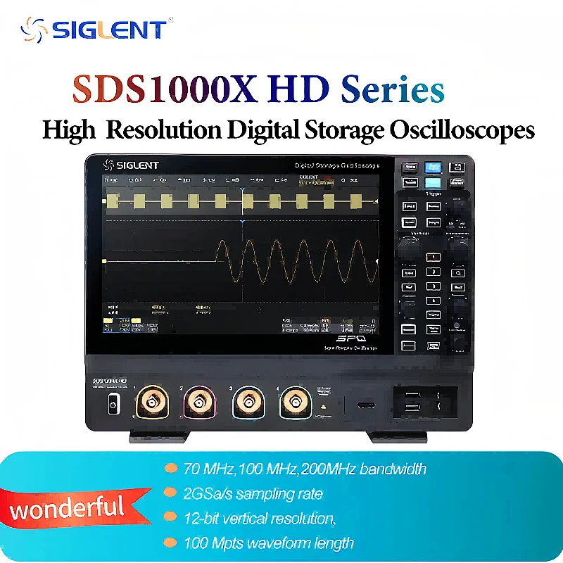 SIGLENT high  resolution digital storage oscilloscopes（SDS1104X HD/SDS1204X HD/SDS1102X HD/SDS1202X HD）12-bit High Resolution
