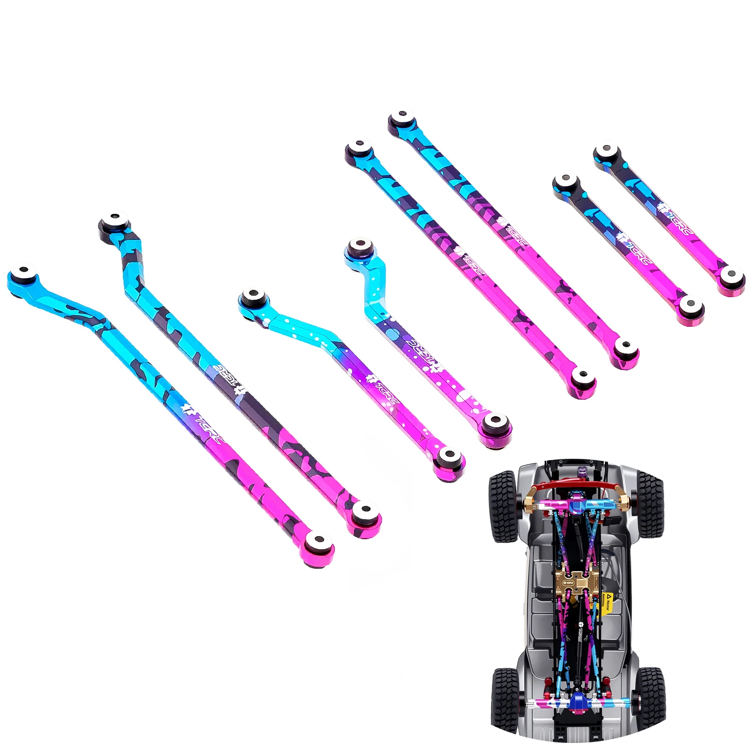 

TCRC Splash Anodizing Aluminum High Clearance Chassis Suspension Links Rod Linkage Set for Axial SCX24 AXI00005 Jeep Gladiator