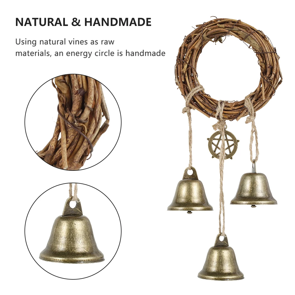 1Pc Witch Bells Protection Door Hanger Handmade Witch Bells Wreath Wiccan Magic Wind Chimes for Positivity and Wealth Home Decor
