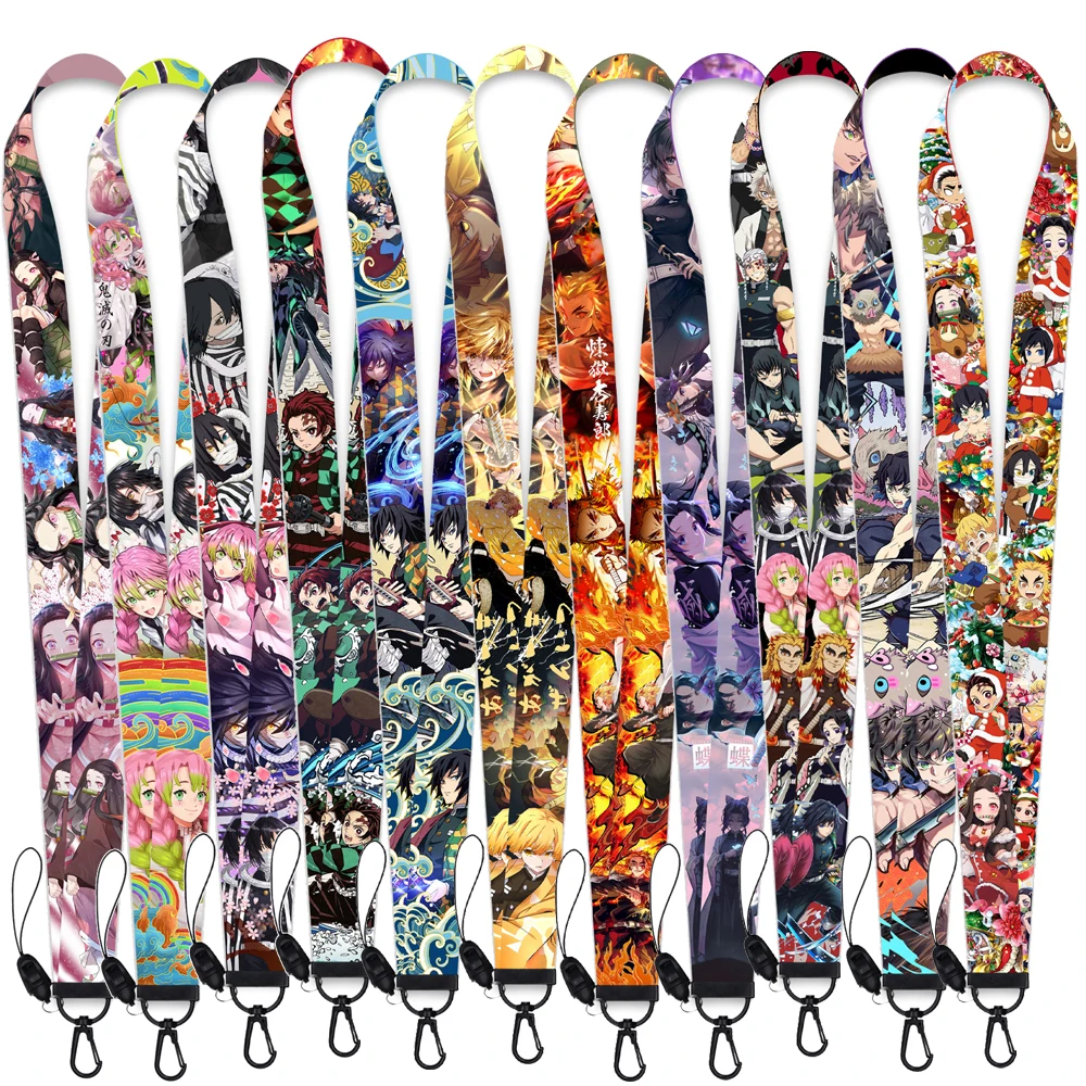 Hot Japanese Anime Lanyards for Keys Student School Card Badge Gym Phone Keychain Key Holder DIY Hanging Rope Accessories