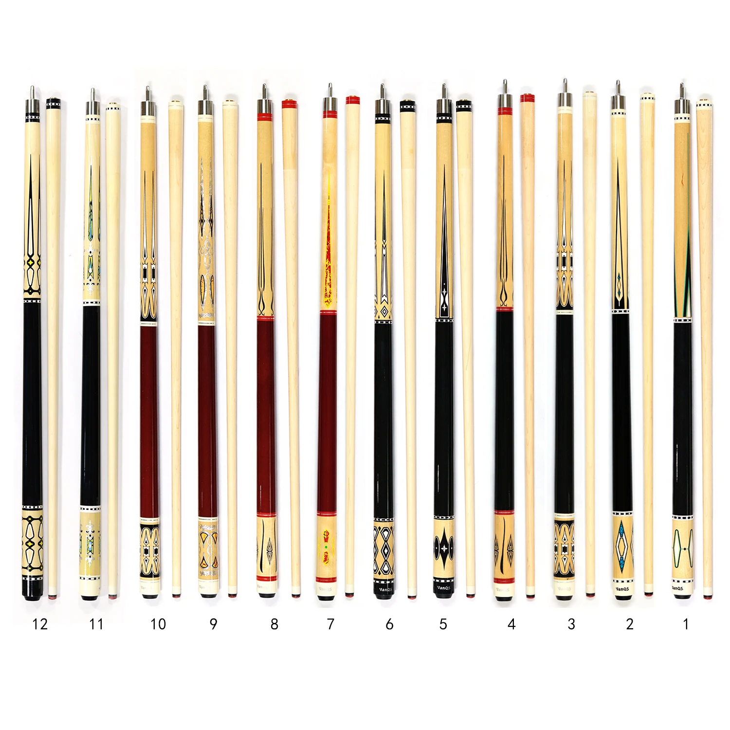 Premium Quality 1/2-pc Billiard Stick Hard Cue Case and Stainless Steel Joint Maple Billiard Pool Cue  Random Color for  Sale
