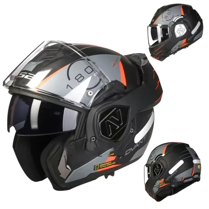 Airo LS2 Full Face Motorcycle Helmet with Dual Visor ECE Approved Modular Double Flip-Up Design New Condition