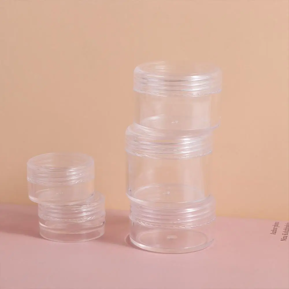 

Reusable Transparent Clear Cream Jar Sub-bottling Plastic Jewelry Storage Box Roundness Portable Small Round Jars Women