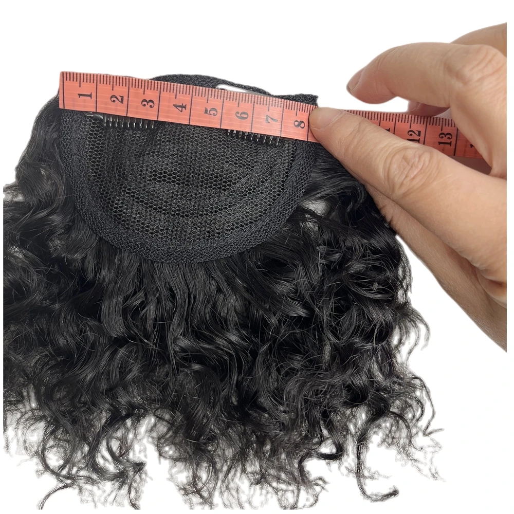 100% 本物の人毛カーリーバングス黒人女性用ショートアフロキンキーカーリーバングスクリップインバングス（1B、シングルバングス）日常使用