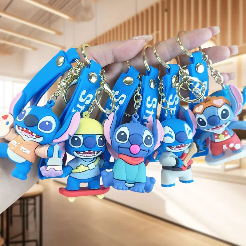 MINISO New Anime Cartoon Character Embroidery Stitch Cute Charm Keychain Couple Backpack Car Key Pendant Children\'s Party Gift