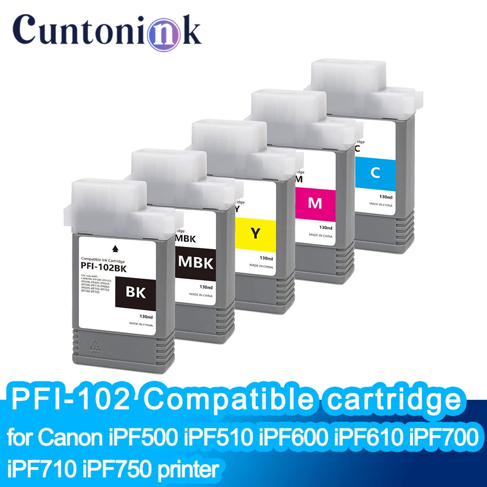 

PFI-102 Compatible ink cartridge 130ml With Pigment ink With chip for Canon iPF500 iPF510 iPF600 iPF605 iPF610 iPF700 iPF710