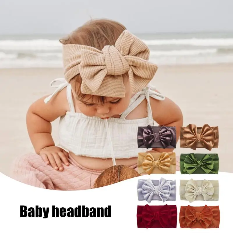 Baby Headbands 8 Colors Super Stretchy Soft Knot Headbands With Hair Bows Elastic Turban Knotted Hair Accessories For Baby Girls