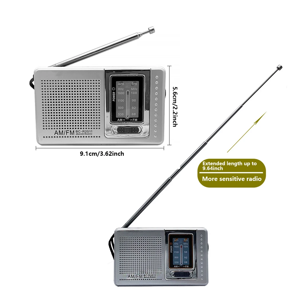 ضبط يدوي جهاز استقبال لاسلكي صغير ، التخييم في الهواء الطلق ، النطاق المزدوج ، محمول باليد ، مكبر صوت يعمل بالبطارية ، مشغل موسيقى