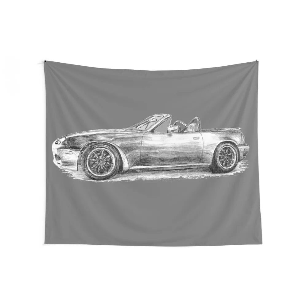 Miata MX5 in Pencil drawing Tapestry Room Decorations On The Wall Tapestry