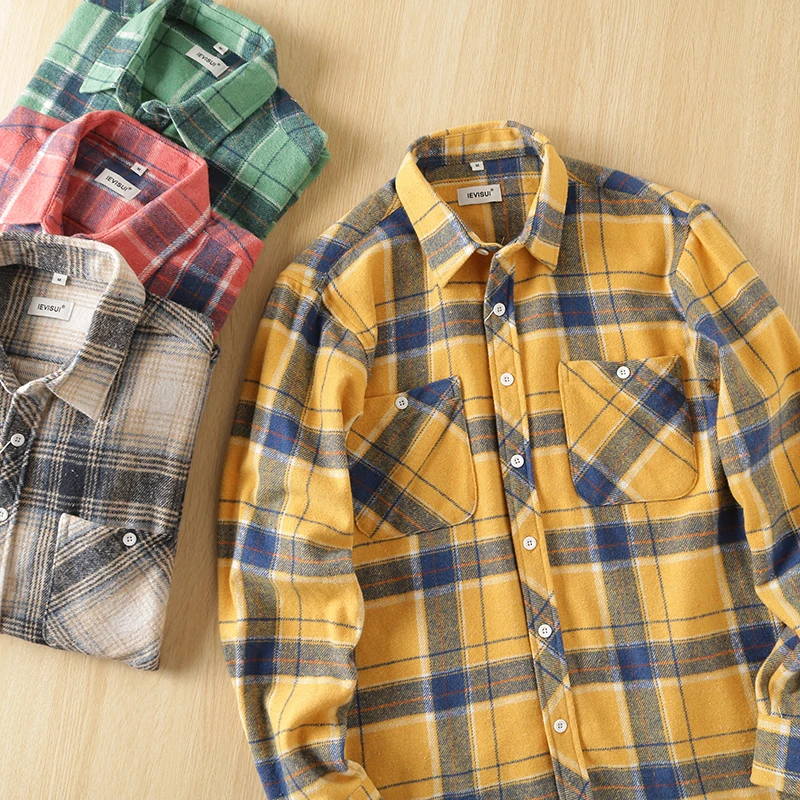 

Ультра-ценная мужская клетчатая длинная све, повседневная одежда с мягкой половкой и текстурой, осень-зима, повседневная одежда, бренд Hong Da