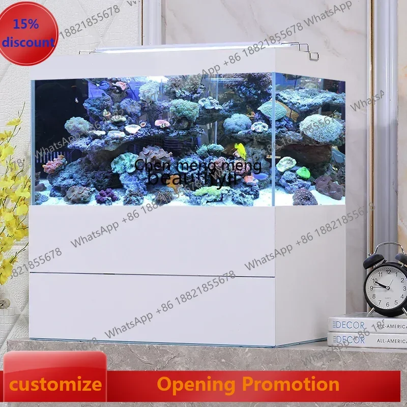 smt7486 new Fish Tank Living Room Integrated Bottom Filter Ecological Pot Household Super White Glass Aquarium Fish Globe ss 748