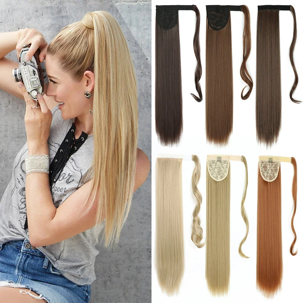 

Long Straight Clip in Hair Tail Nature Fake Ponytail Extension Hairpiece With Hairpins High Temperature Synthetic Ponytai