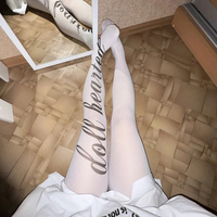 Y2K women's pantyhose stockings with letter print, simple and versatile for daily use, elastic and slightly transparent stocking