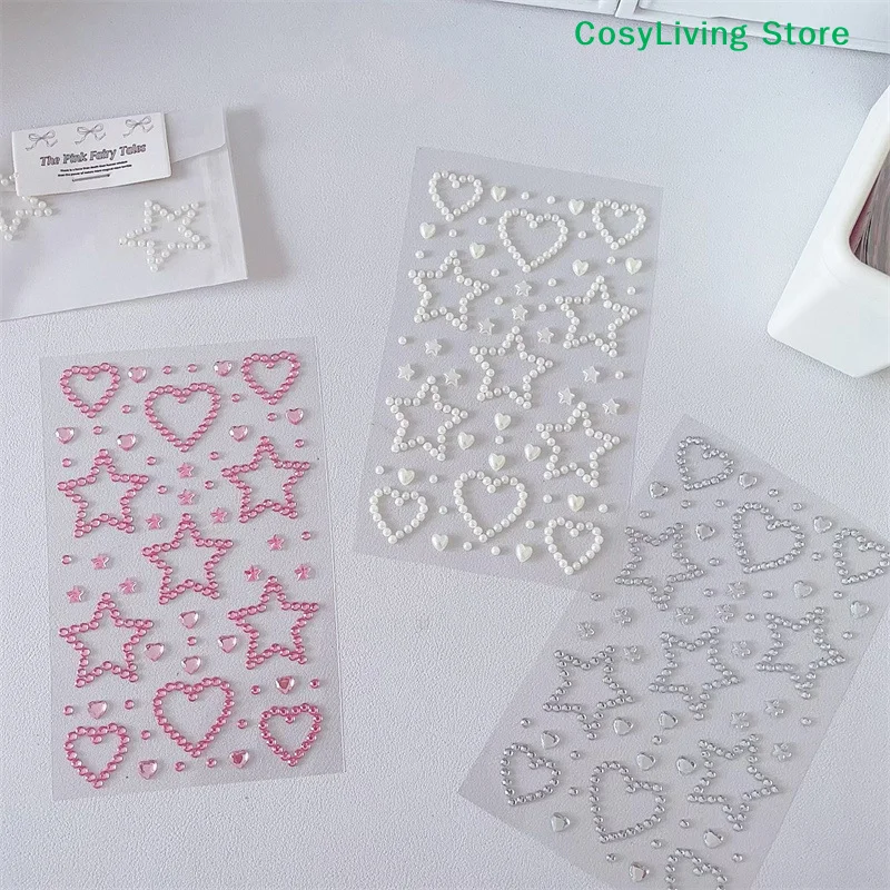 [CL]3D Star Heart Crystal Stickers Kids DIY Decoration Self Adhesive Jewelry Crafts Sparkly Rhinestone Stickers Girls Gifts[CL]