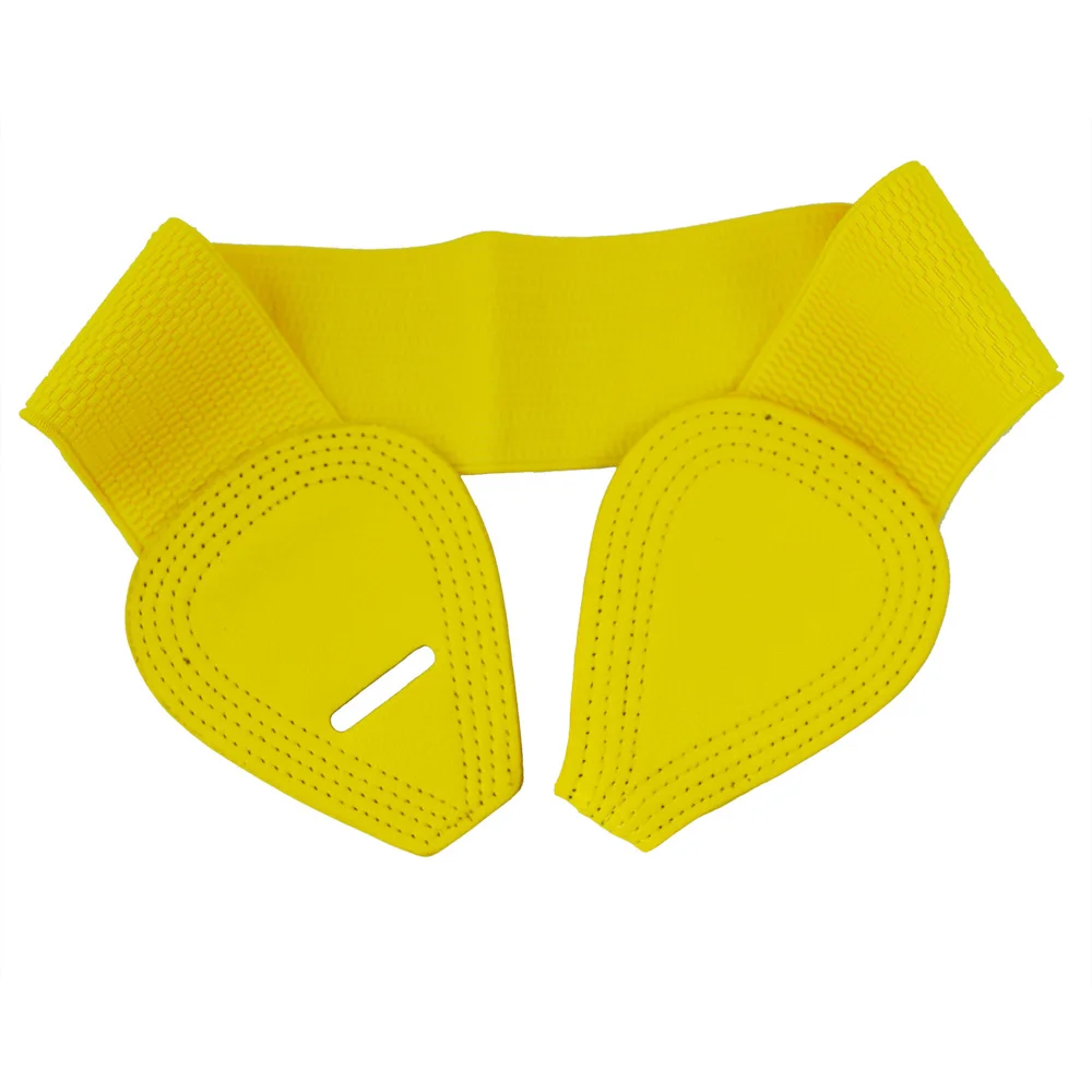 SODIAL(R) cintura elastica con fibbia in ecopelle a forma di 8 giallo per signora