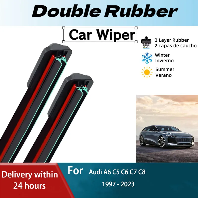 

LH Front Windshield Wiper Blades For Audi A6 C5 C6 C7 C8 1997 - 2023 2PCS Windscreen Window Accessories 2006 2010 2012 2018 2019