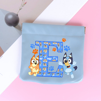 Blueyi Bingo Coin Purse New Cute Dog Letter A-Z Key Bags Automatic Closing PU Wallet Headset Data Line Travel Organization Pouch