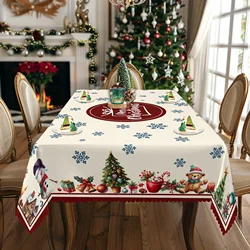 Christmas Tree Snowflake Gingerbread Men Rectangle Tablecloth Table Decor Reusable Winter Xmas Table Cloth Christmas Decorations