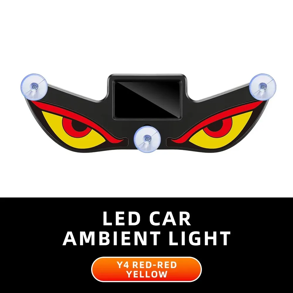 Wireless Solar Powered Car Neon Light Suction Cup Dynamic Display Smart LED Lights Vibration Lights on Cool EYE Ambient Lights