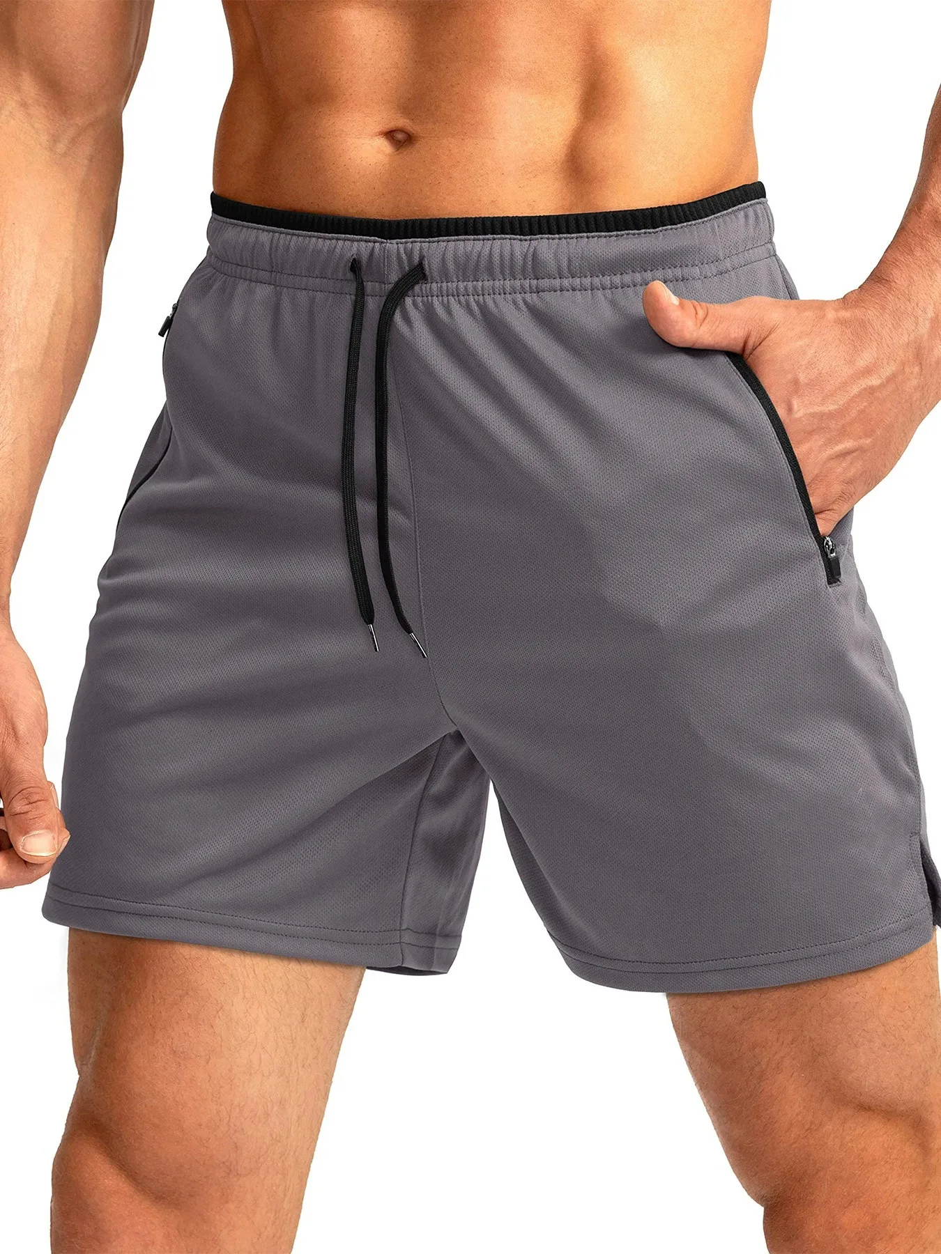 Summer hot sale Men drawstring sports shorts with zippers on both sides pockets, fashionable and comfortable 