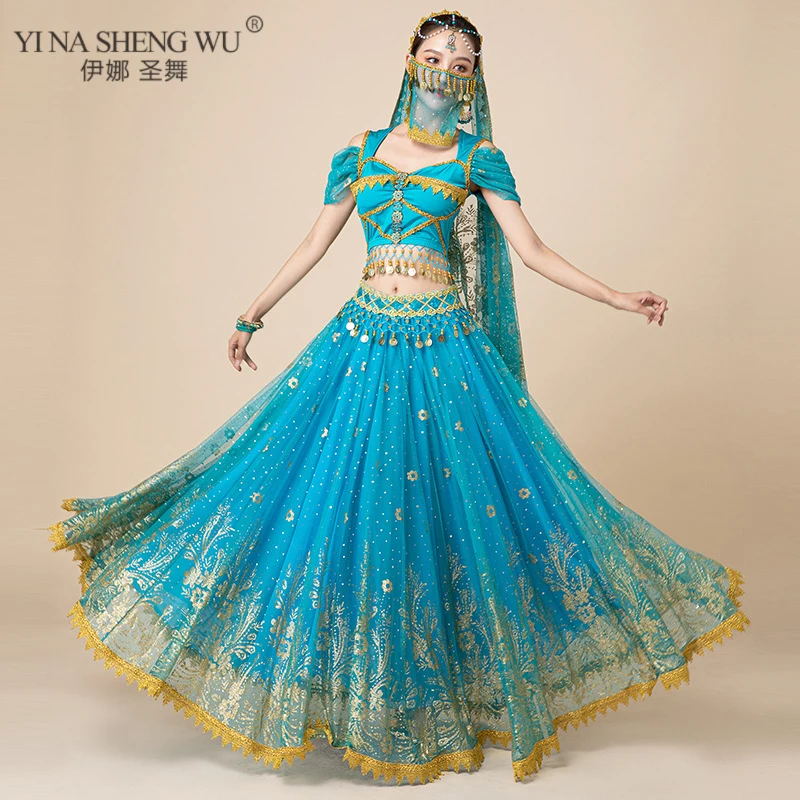 Fashion New Indian Dance Costumes Belly Dance Bollywood Long Skirt Exotic Dance Performance Costumes Suit Female Cosplay Costume