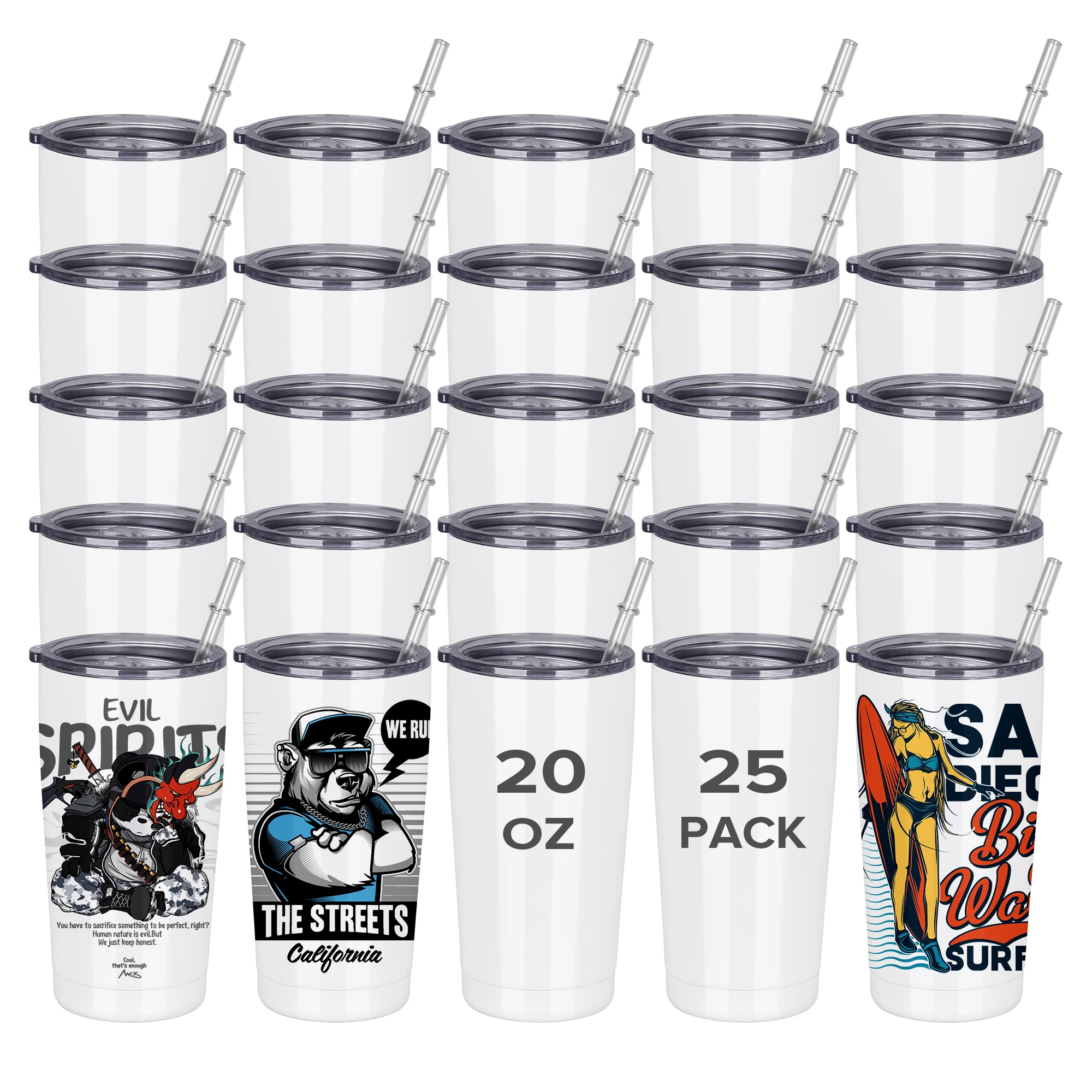 

25 Pack 20/30OZ Travel Arc Tumbler Vacuum Insulated Water Bottle,Ideal for Sublimation Customization