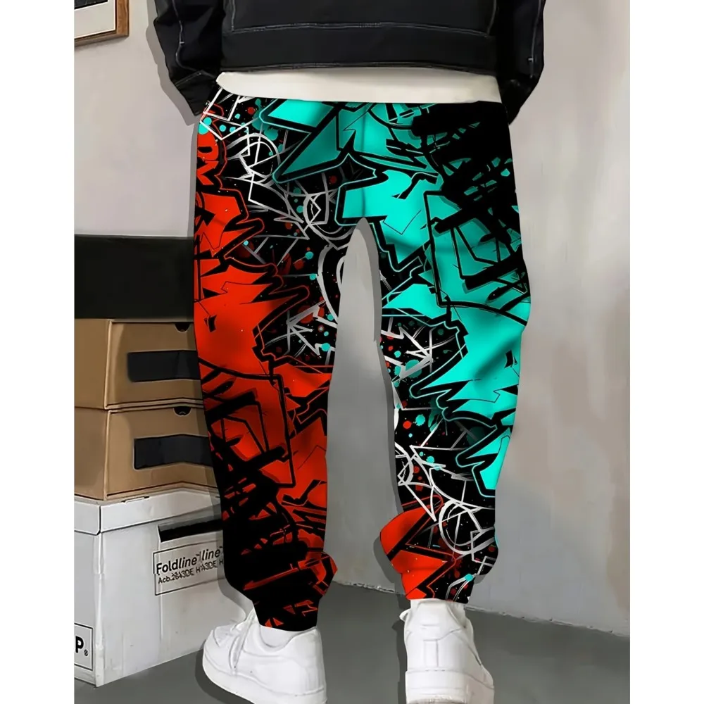 موضة الرجال 2026 Sweatpants الكتابة على الجدران المطبوعة ركض سليم صالح السراويل سراويل صالة غير رسمية مع جيوب الخريف الشتاء الشارع الشهير