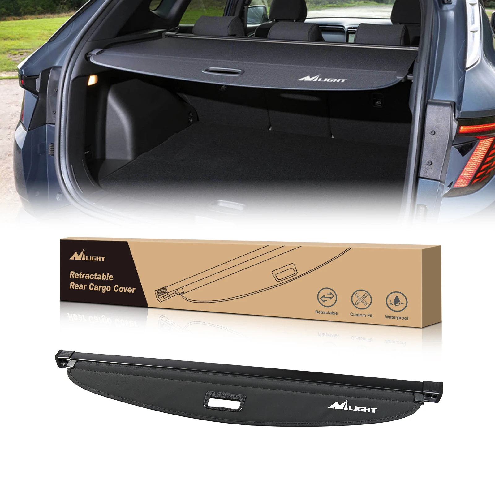 

Nilight Trunk Cargo Cover for Hyundai Tucson Accessories 2021 2022 2023 2024, Retractable Trunk Cargo Cover Security Shade Cargo Cover, 1-Pack