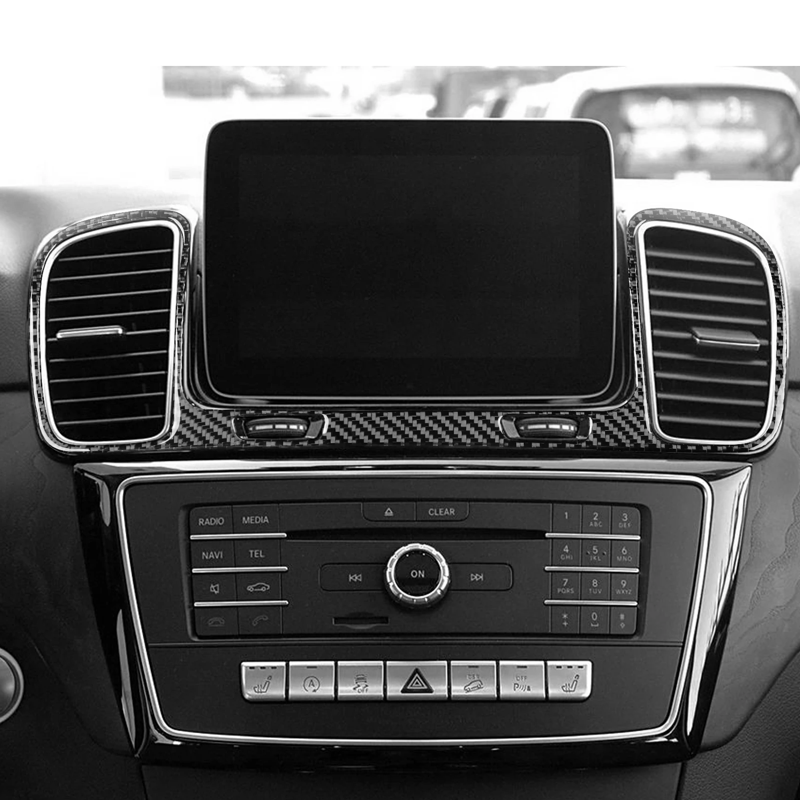 

For BENZ GLE GLS W166 2016-2019 Carbon Fiber Central Control Air Vent Frame Panel Decorative Car Interior Accessory Stickers
