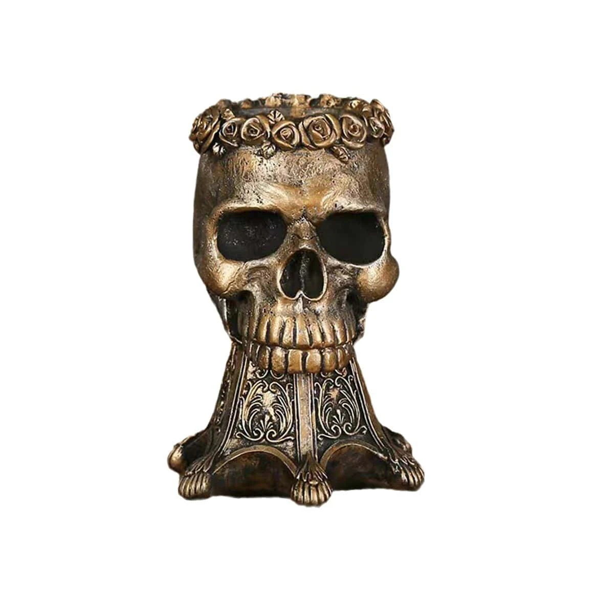 1PC Halloween Skull Head Vase Resin Craft Decoration Creative Home Decoration Skull Head