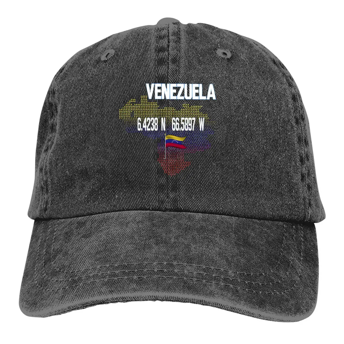 Venezuela Flag Multicolor Hat Peaked Women's Cap Map GPS Coordinate Personalized Visor Protection Hats