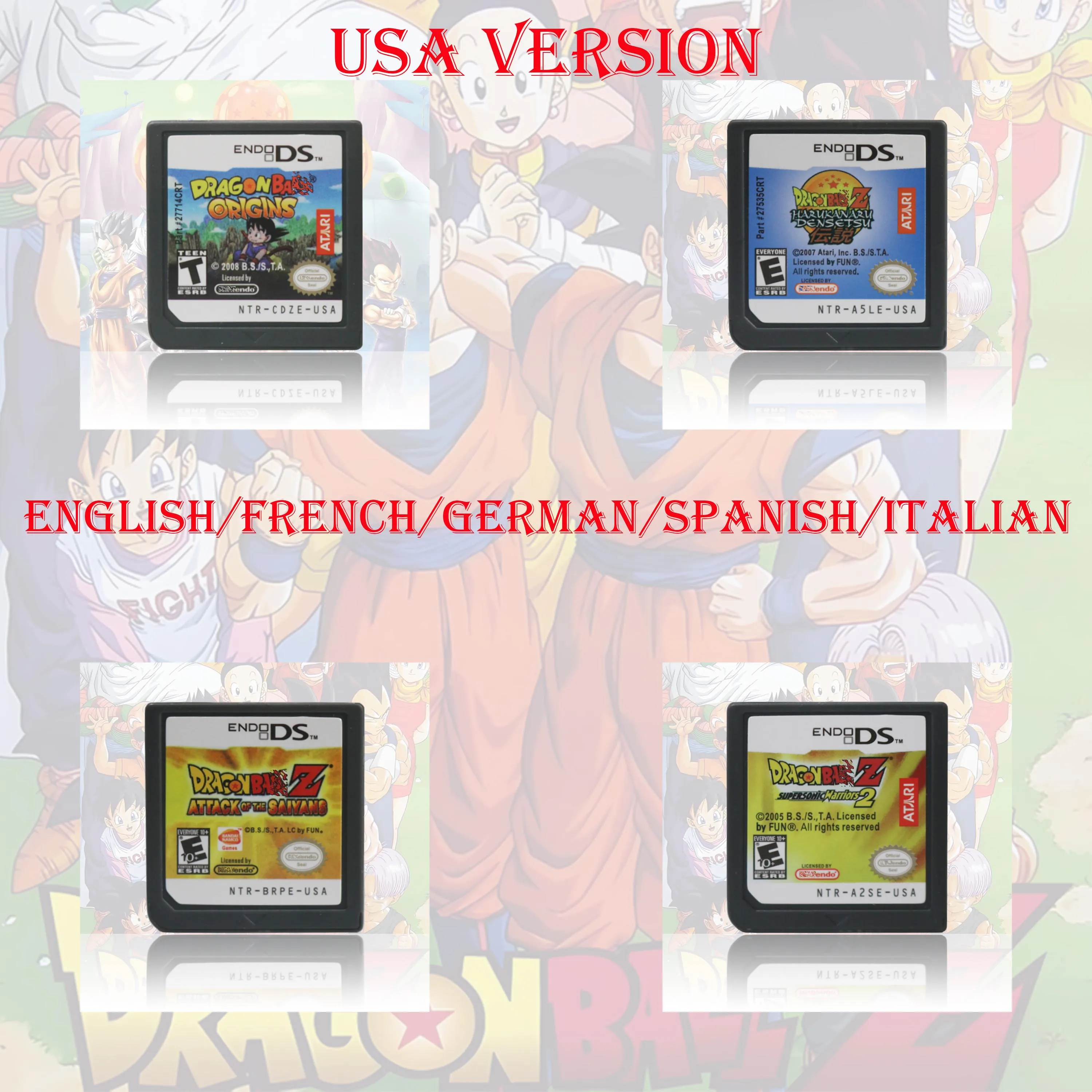 

Dragon Baii Origins / Dragon Baii Z Series Version DS Game Cartridge Video Game Card USA Version Multi Language