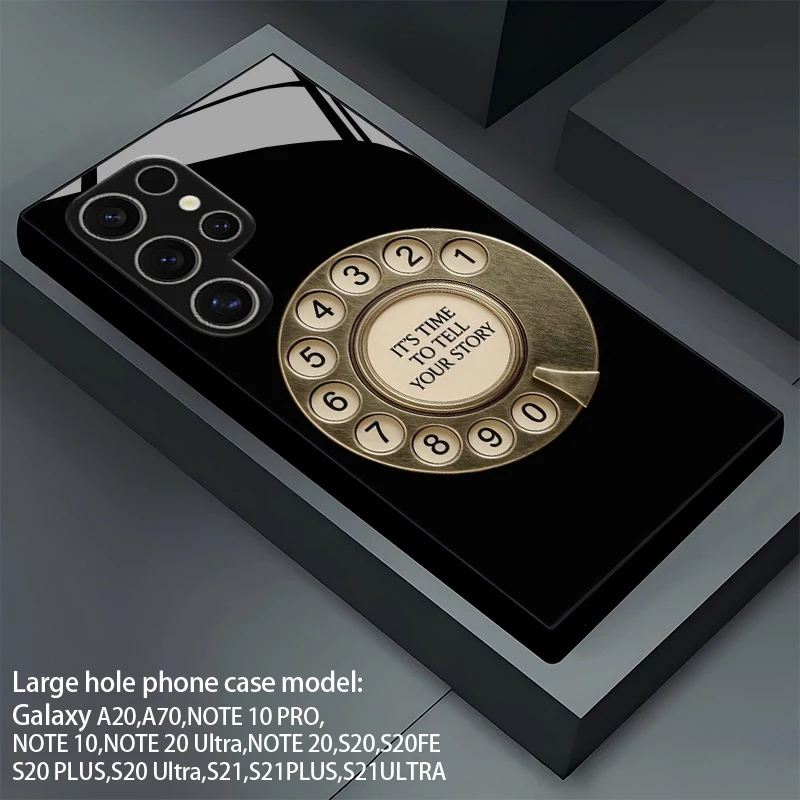 2D Dial Pad Pattern Vintage Phone Case for Samsung S26 S25 S24 S23 S22 S21 S20 A56 A36 A16 Tempered Glass Protective Cover view 3